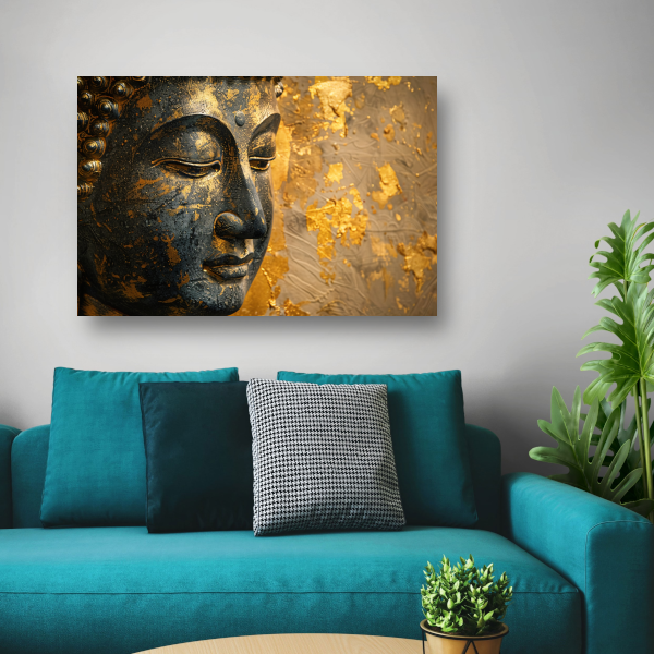 Boeddha Portret met Vergulde Versieringen acrylglas