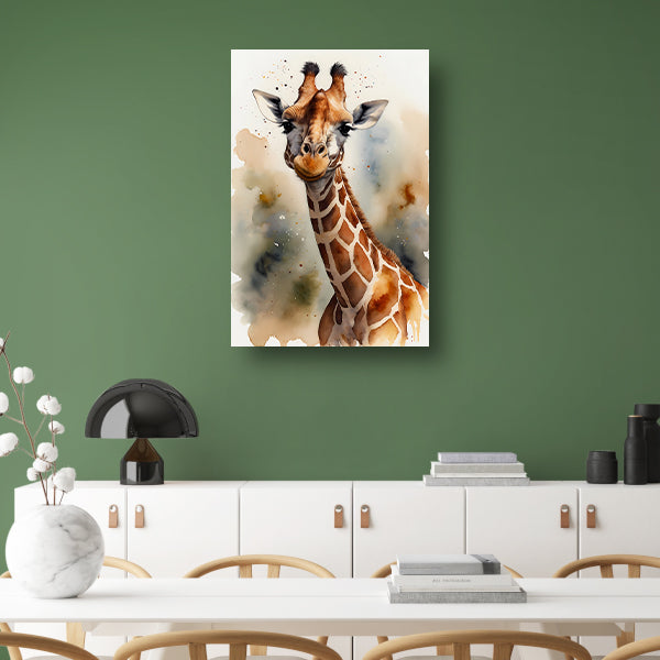 Waterverf Giraffe met Kleurspetters poster