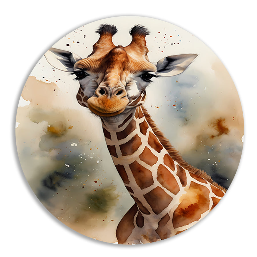 Waterverf Giraffe met Kleurspetters forex muurcirkel