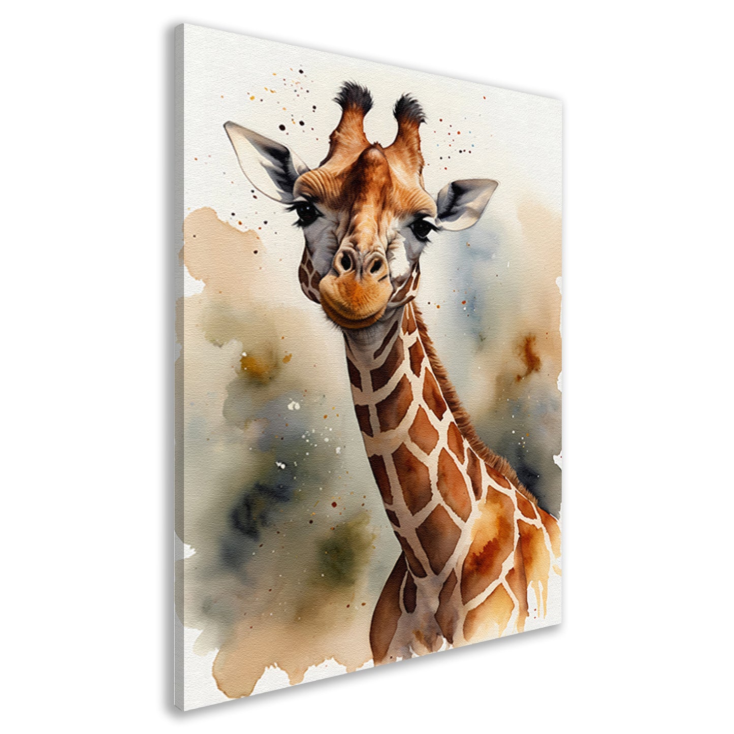 Waterverf Giraffe met Kleurspetters canvas