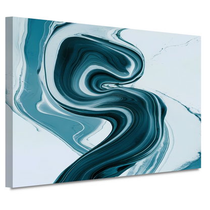 Dynamische Turquoise en Blauwe Swirl Abstract canvas