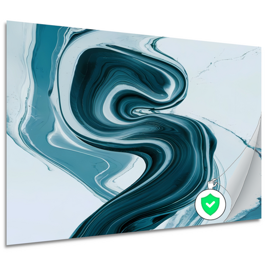 Dynamische Turquoise en Blauwe Swirl Abstract poster