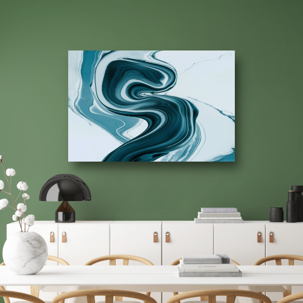 Dynamische Turquoise en Blauwe Swirl Abstract canvas