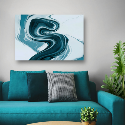 Dynamische Turquoise en Blauwe Swirl Abstract canvas