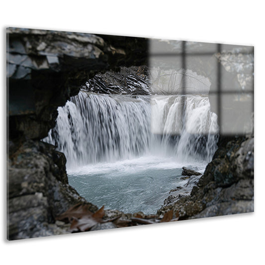 Waterval door natuurlijke rotsopening   acrylglas