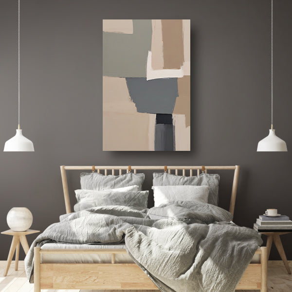 Abstracte Minimalistische Geometrische Monochrome Kunst canvas met baklijst