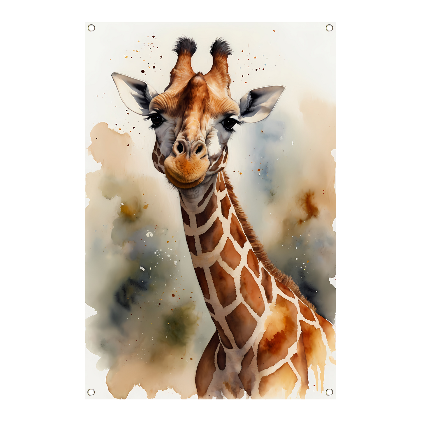 Waterverf Giraffe met Kleurspetters tuinposter