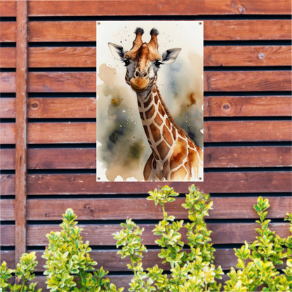 Waterverf Giraffe met Kleurspetters tuinposter