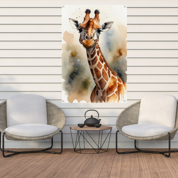 Waterverf Giraffe met Kleurspetters tuinposter