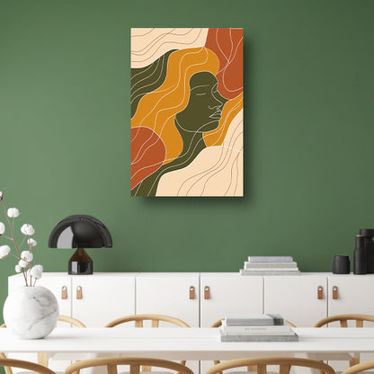 Modern abstract portret met kleurrijke lijnen canvas