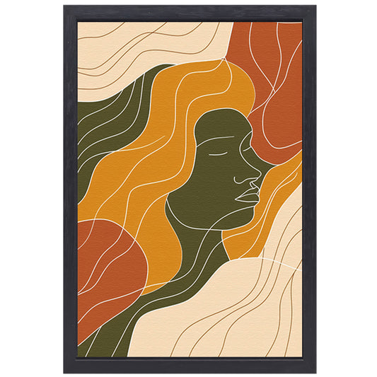 Modern abstract portret met kleurrijke lijnen canvas met baklijst