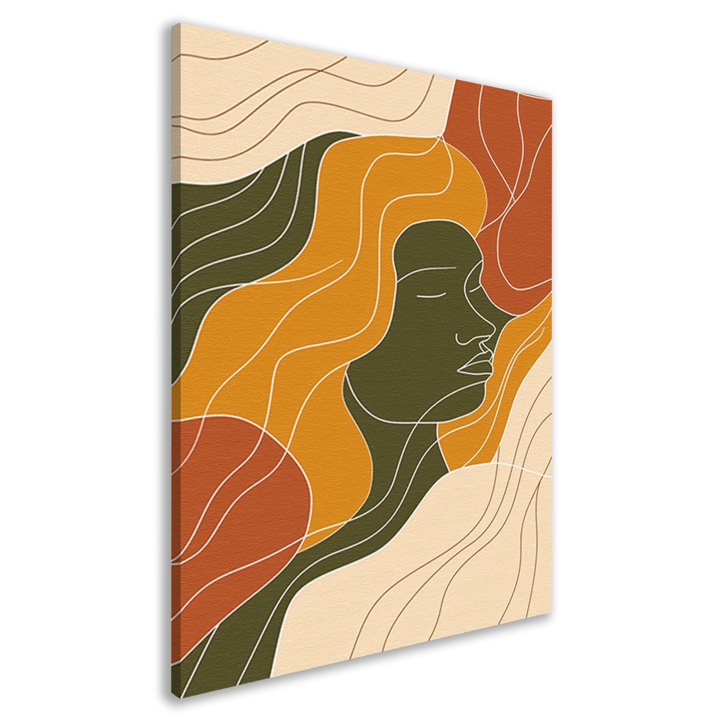 Modern abstract portret met kleurrijke lijnen canvas