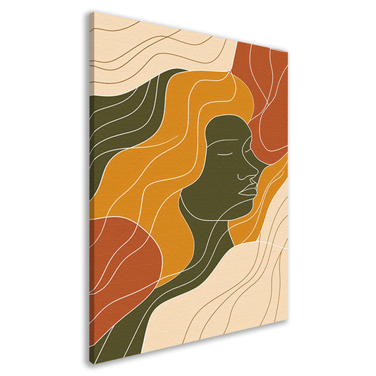 Modern abstract portret met kleurrijke lijnen canvas
