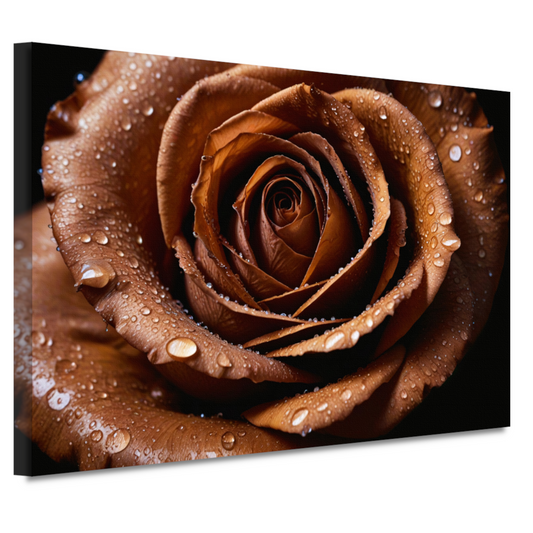 Sepia Roos met Waterdruppels Close-up canvas