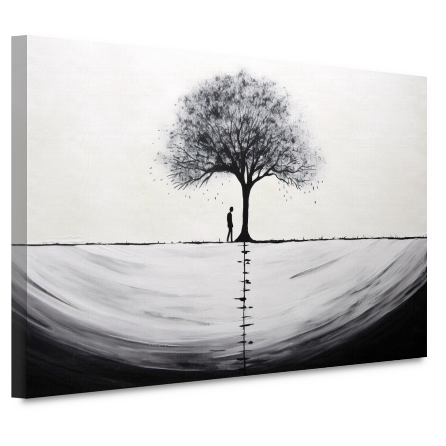Boom in de schemering canvas