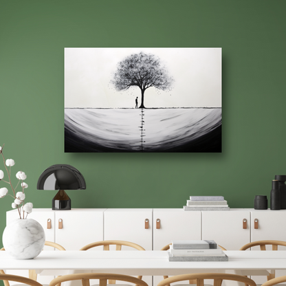 Boom in de schemering canvas met baklijst