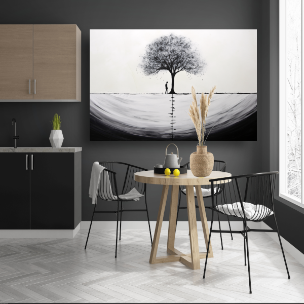 Boom in de schemering canvas met baklijst