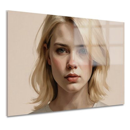 Jonge Vrouw in Gedachte - Moderne Kunst acrylglas