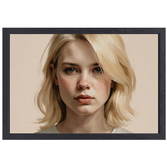 Jonge Vrouw in Gedachte - Moderne Kunst canvas met baklijst