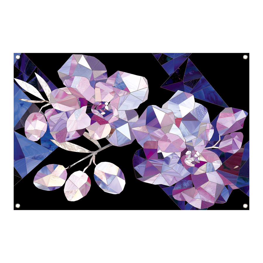 Minimalistische Abstracte Paarse Bloemen tuinposter