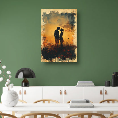 Koppel tegen een Kleurrijk zonsondergang poster