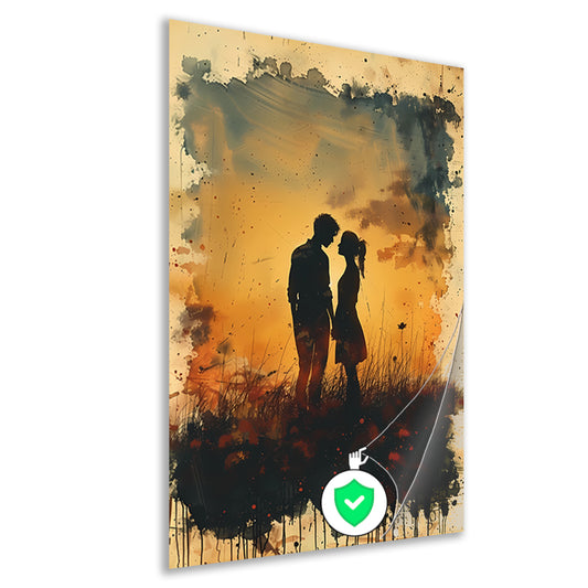 Koppel tegen een Kleurrijk zonsondergang poster