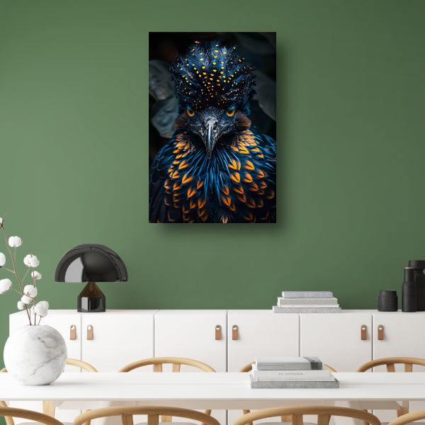 Intens Oog van een Kleurrijke Vogel canvas met baklijst