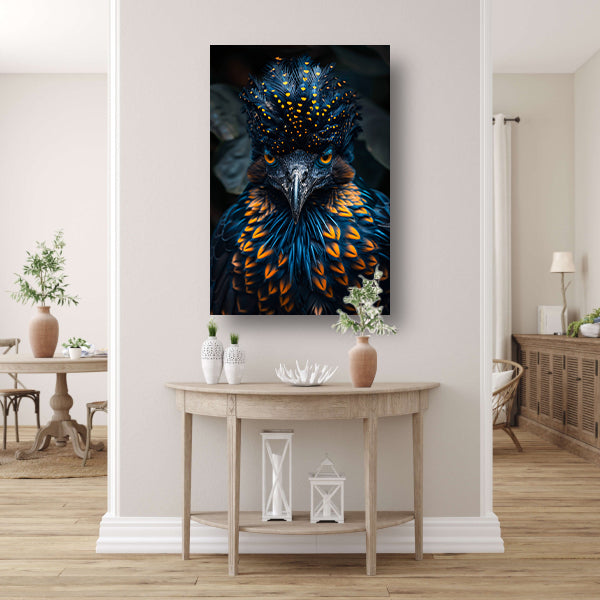 Intens Oog van een Kleurrijke Vogel canvas met baklijst