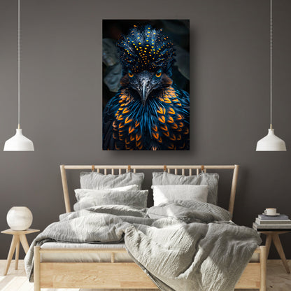 Intens Oog van een Kleurrijke Vogel canvas met baklijst