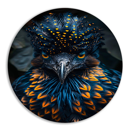 Intens Oog van een Kleurrijke Vogel aluminium muurcirkel