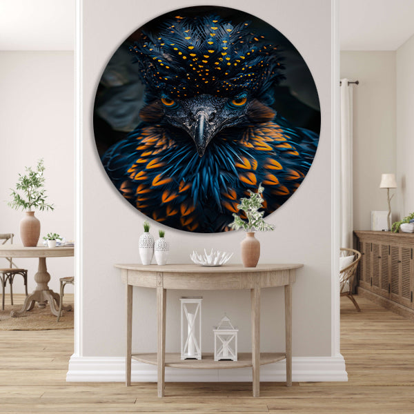 Intens Oog van een Kleurrijke Vogel aluminium muurcirkel