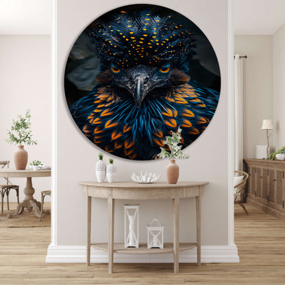 Intens Oog van een Kleurrijke Vogel aluminium muurcirkel