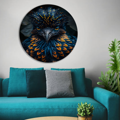 Intens Oog van een Kleurrijke Vogel aluminium muurcirkel