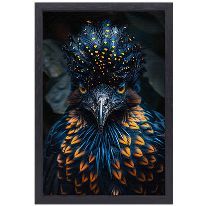 Intens Oog van een Kleurrijke Vogel canvas met baklijst