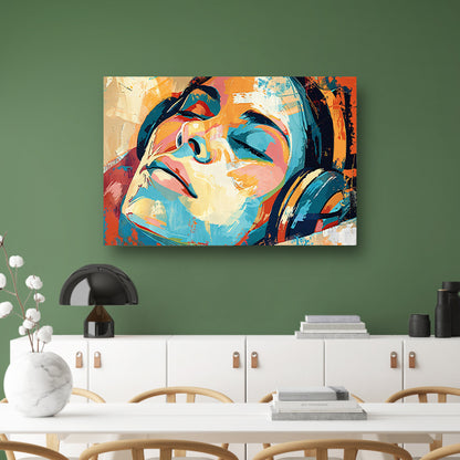 Abstracte kleurrijke portret met hoofdtelefoon canvas