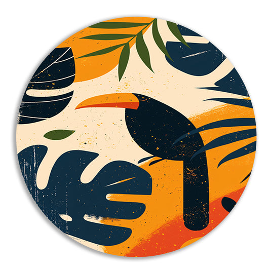 Modern Toucan in Tropisch Paradijs aluminium muurcirkel