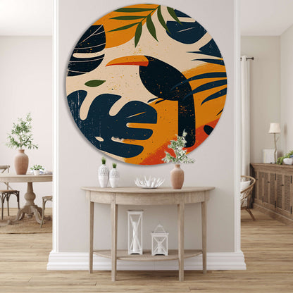 Modern Toucan in Tropisch Paradijs aluminium muurcirkel