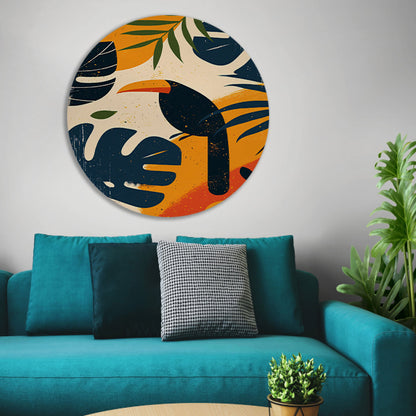 Modern Toucan in Tropisch Paradijs aluminium muurcirkel