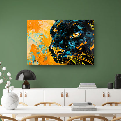 Abstract schilderij van kleurrijke zwarte panter acrylglas