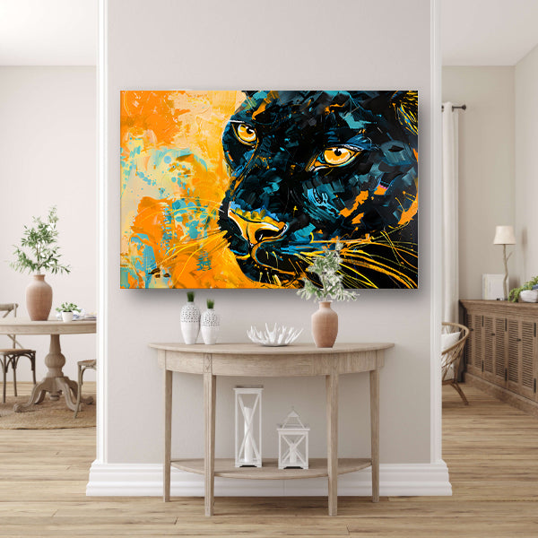 Abstract schilderij van kleurrijke zwarte panter acrylglas