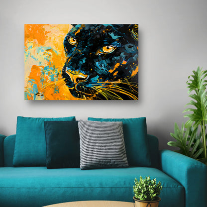 Abstract schilderij van kleurrijke zwarte panter acrylglas