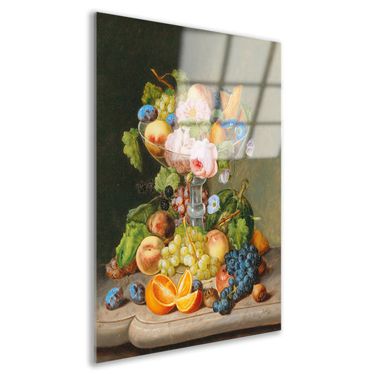 Groot stilleven met bloemen en fruit - Johann Georg Seitz Acrylglas