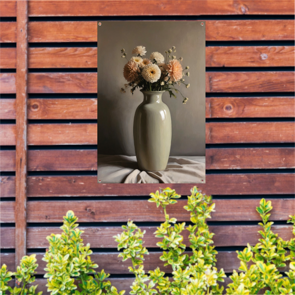 Klassieke Vaas met Herfstkleurige Bloemen tuinposter