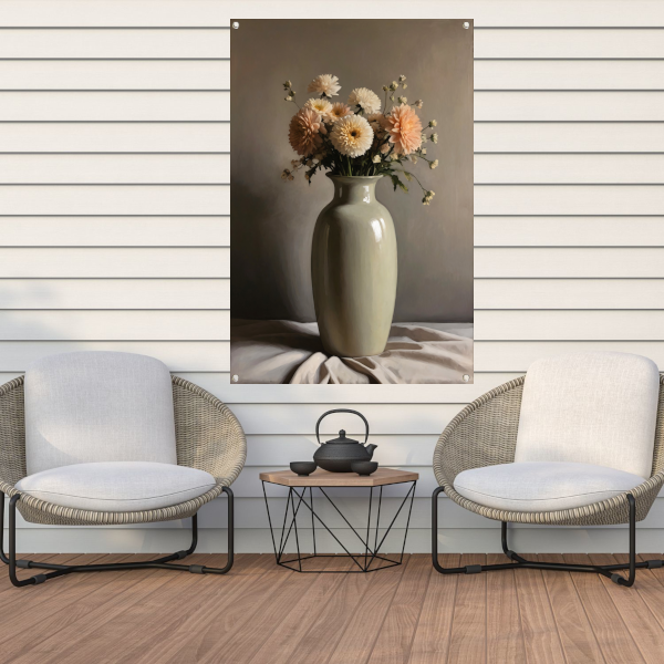 Klassieke Vaas met Herfstkleurige Bloemen tuinposter