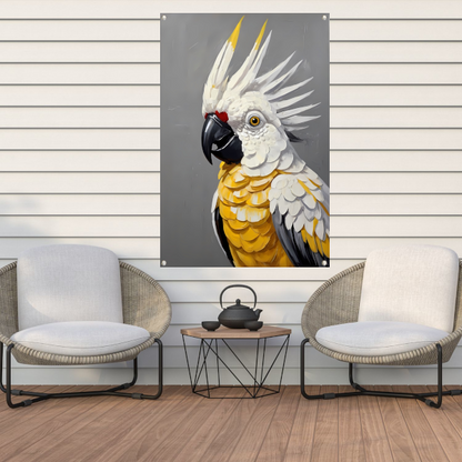 Elegante Geelkuifkaketoe in Moderne Kunst tuinposter