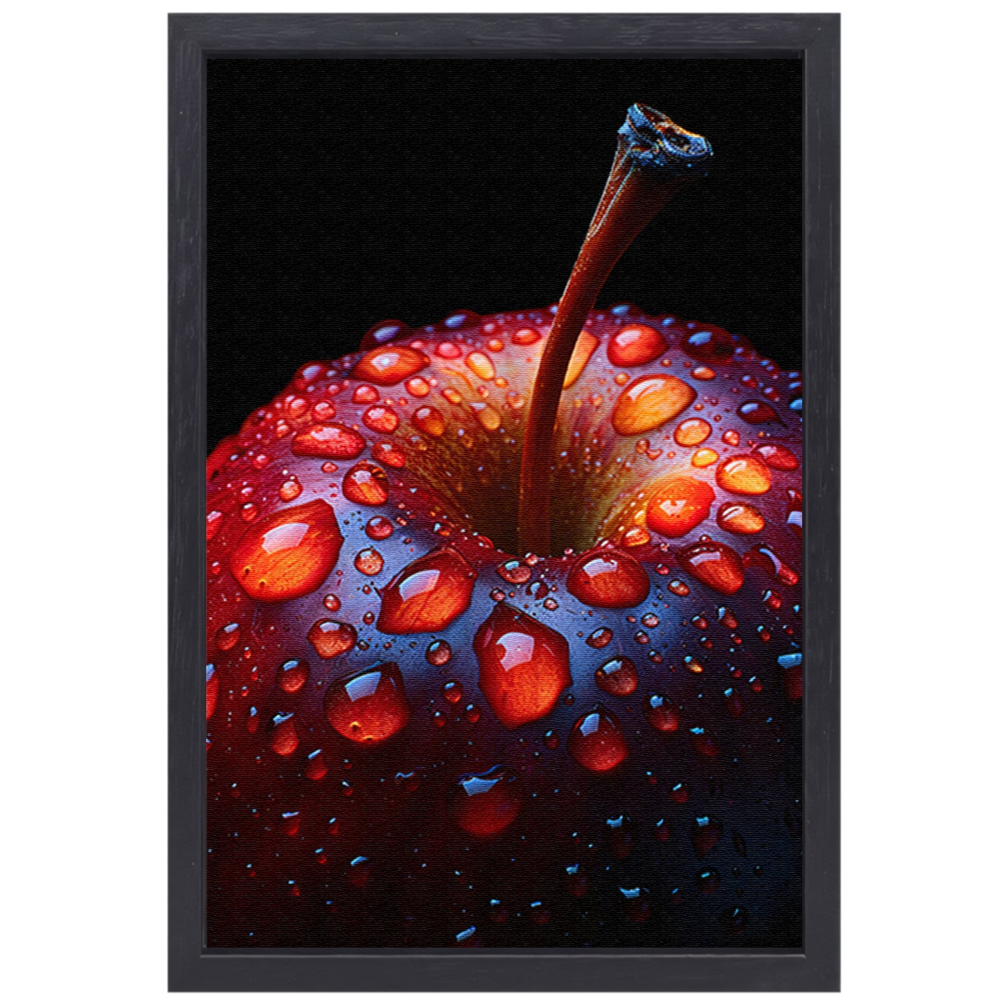 Close-up van een rode appel met waterdruppels canvas met baklijst