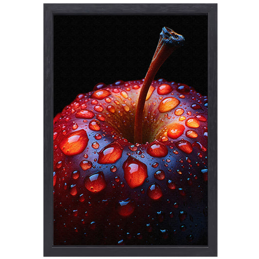 Close-up van een rode appel met waterdruppels canvas met baklijst