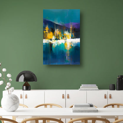 Abstracte digitale kunst van kleurrijk landschap canvas met baklijst