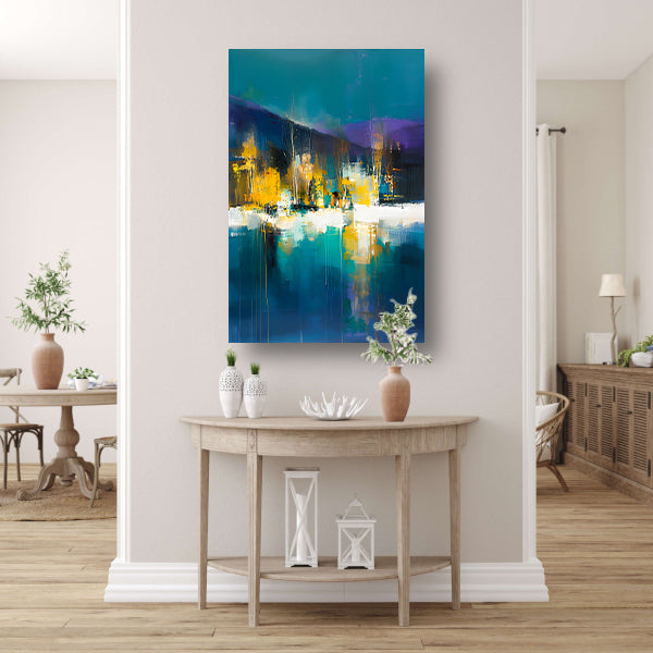 Abstracte digitale kunst van kleurrijk landschap poster