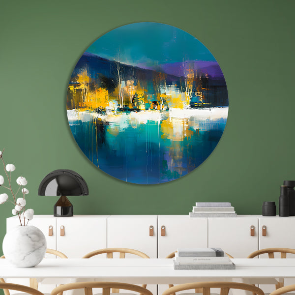 Abstracte digitale kunst van kleurrijk landschap forex muurcirkel